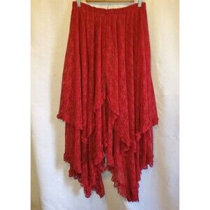 Y2k Lace Skirt Grunge Fairycore Whimsygoth Red Punk Midi Layered Tiered Sz L